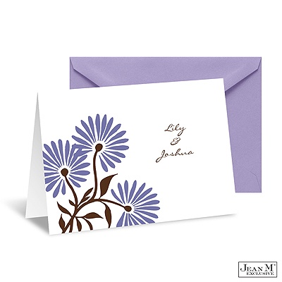 Whimsical Floral Note Card and Envelope - Lilac