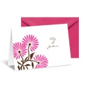 Whimsical Floral Note Card and Envelope - Fuchsia
