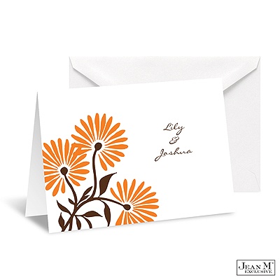 Whimsical Floral Note Card and Envelope - Poppy