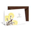 Whimsical Floral Note Card and Envelope - Canary