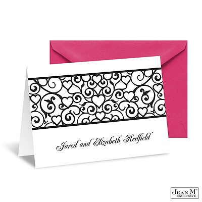 Filigree Heart Monogram Note Card and Envelope
