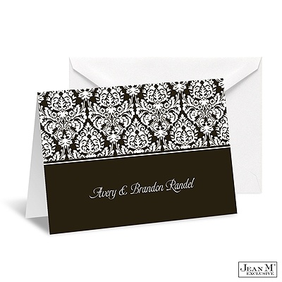 Dramatic Damask Note Card and Envelope