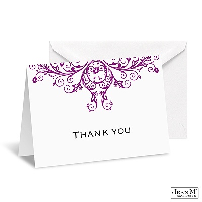 Layered Filigree Monogram Note Card and Envelope - Amethyst