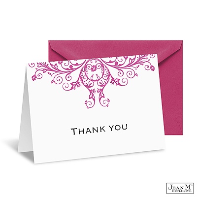 Print Envelope on Layered Filigree Monogram Note Card And Envelope   Fuchsia   Midesign