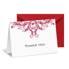 Layered Filigree Monogram Note Card and Envelope - Merlot