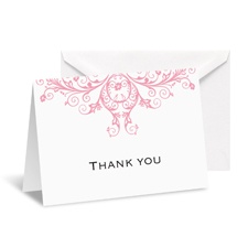 Layered Filigree Monogram Note Card and Envelope - Salmon
