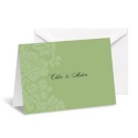 Two-Tone Damask Background Note Card and Envelope - Cloverleaf