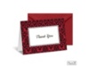 Two-Color Damask Note Card and Envelope - Black and Cherry Red