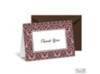 Two-Color Damask Note Card and Envelope - Espresso and Salmon