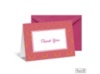 Two-Color Damask Note Card and Envelope - Fuchsia and Poppy