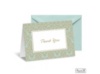 Two-Color Damask Note Card and Envelope - Champagne and Aqua