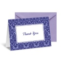 Two-Color Damask Note Card and Envelope - Eggplant and Orchid