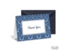 Two-Color Damask Note Card and Envelope - Midnight and Cornflower
