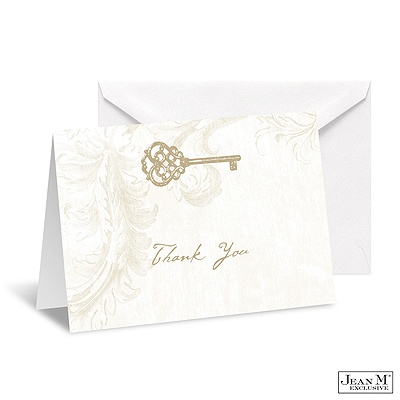Key to My Heart Note Card and Envelope - Champagne