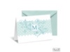 Blossoming Monogram Note Card and Envelope - Aqua