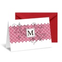 Blossoming Monogram Note Card and Envelope - Merlot