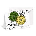 Retro Posies Note Card and Envelope - Cloverleaf