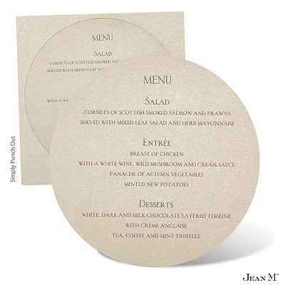 Round Menu Card - Champagne Shimmer