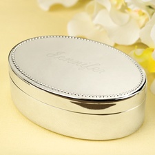 Silver Oval Jewelry Box