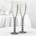 Rhinestone Stem Toasting Flutes