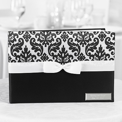 Black and White Damask Guest Book