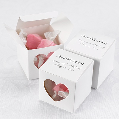 White Peek-a-Boo Heart Favor Boxes