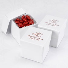 White Shimmer Lidded Favor Boxes