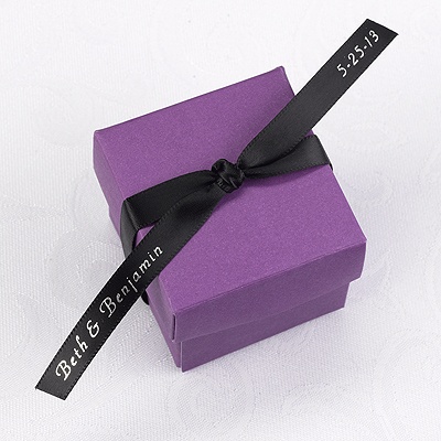 Wedding Favor Personalized on Accessories    Favor Ribbons    Personalized Black Satin Favor Ribbon