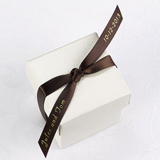 Personalized Mocha Satin Favor Ribbon