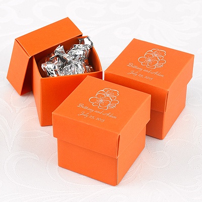 Orange Lidded Favor Boxes
