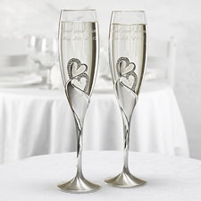 Precious Hearts Toasting Flutes