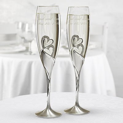 Precious Hearts Toasting Flutes