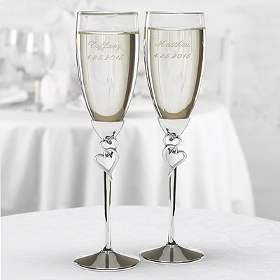 Two Hearts Toasting Flutes