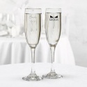 Heart and Bow Tie Toasting Flutes