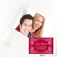 Filigree Frame Personalized Photo Car Flag