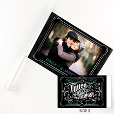 Chalkboard Style Personalized Photo Car Flag