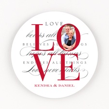 Love Letters Personalized Round Photo Coaster Set