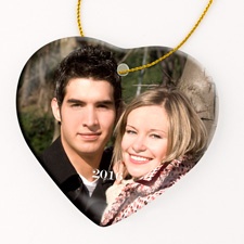 Personalized Porcelain Photo Ornament - Heart