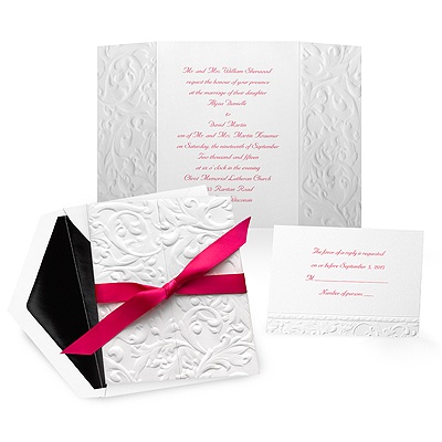 Embossed Damask Wedding Invitation