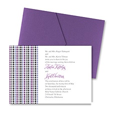 Dotted Stripes Wedding Invitation with Pocket - Orchid