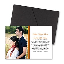 Bold Double Border Photo Wedding Invitation with Pocket