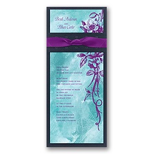 Beautiful Bouquet Layered Wedding Invitation - Aqua/Grapevine