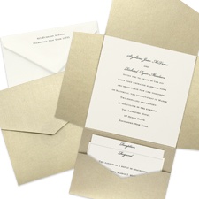 Wrapped in Gold Wedding Invitation with Pocket