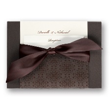 Mocha Filigree Wedding Invitation with Pocket