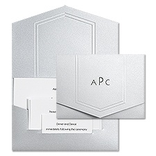 Wrapped in Silver Wedding Invitation with Pocket