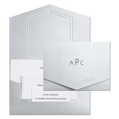 Wrapped in Silver Pocket Wedding Invitation