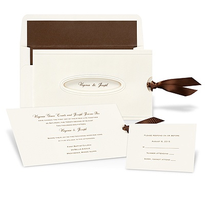 Beaded Frame Pocket Wedding Invitation