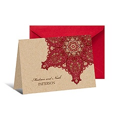 Paisley Star Note Card and Envelope - Merlot