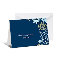 Rustic Flowers Note Card and Envelope - Sea