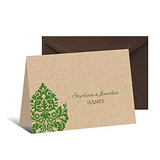 Rustic Damask Note Card and Envelope